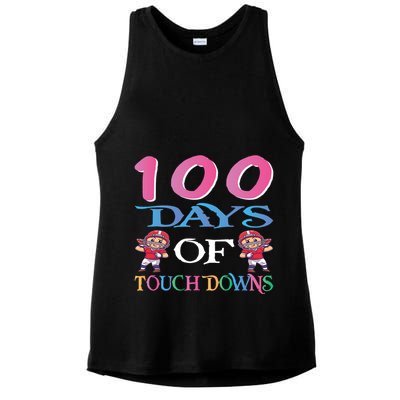 100 Days Of Touch Downs Funny Back To School Ladies PosiCharge Tri-Blend Wicking Tank