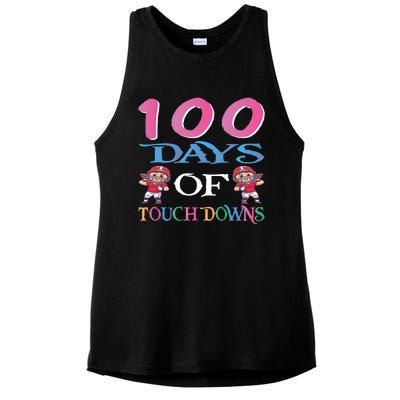 100 Days Of Touch Downs Funny Back To School Ladies PosiCharge Tri-Blend Wicking Tank