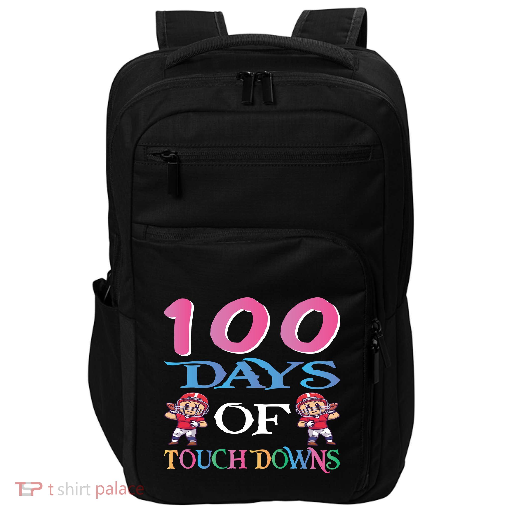 100 Days Of Touch Downs Funny Back To School Impact Tech Backpack