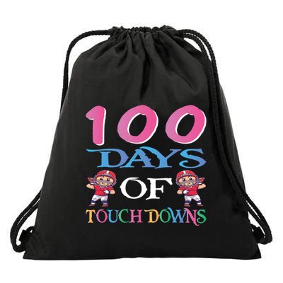 100 Days Of Touch Downs Funny Back To School Drawstring Bag