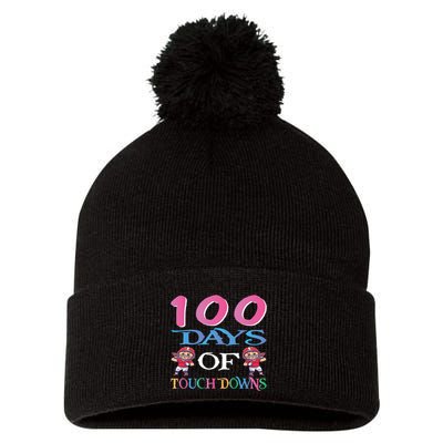 100 Days Of Touch Downs Funny Back To School Pom Pom 12in Knit Beanie