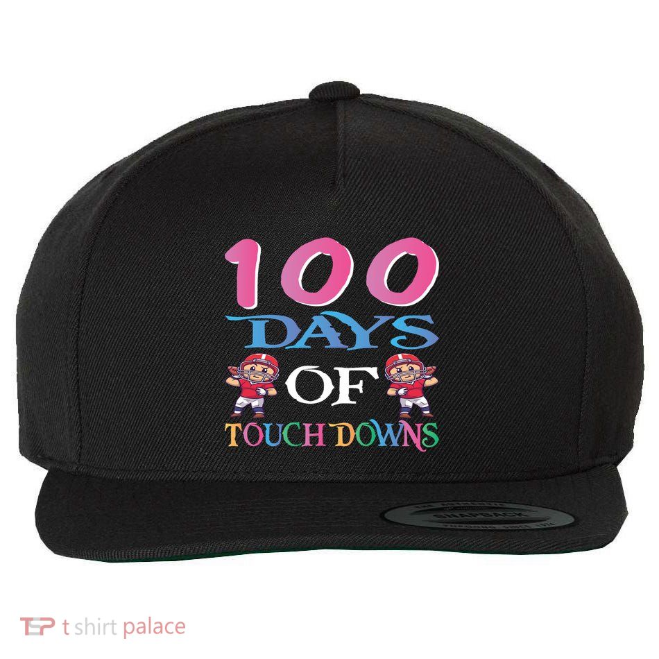 100 Days Of Touch Downs Funny Back To School Wool Snapback Cap