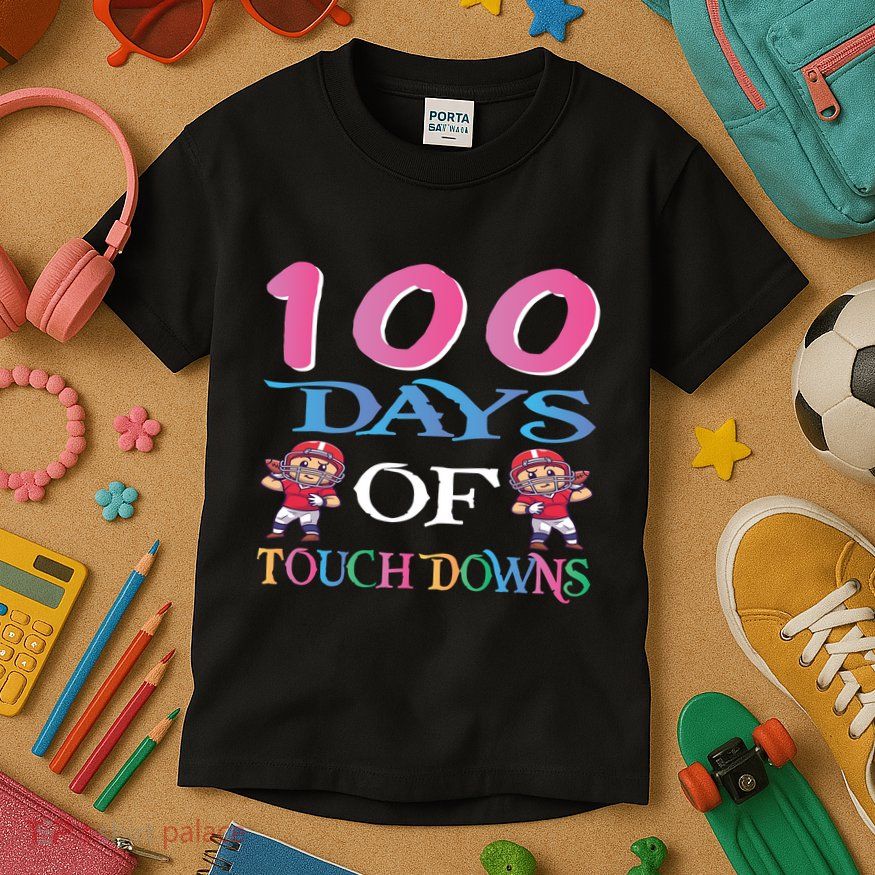 100 Days Of Touch Downs Funny Back To School Kids T-Shirt