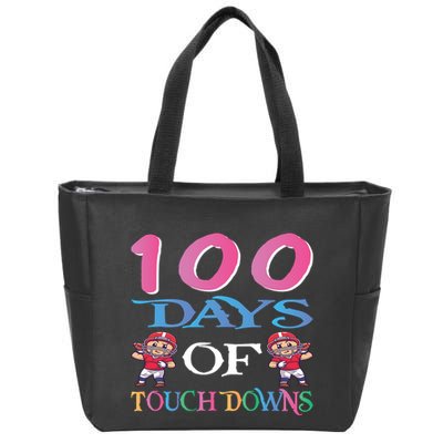 100 Days Of Touch Downs Funny Back To School Zip Tote Bag