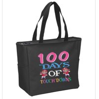 100 Days Of Touch Downs Funny Back To School Zip Tote Bag