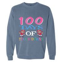 100 Days Of Touch Downs Funny Back To School Garment-Dyed Sweatshirt