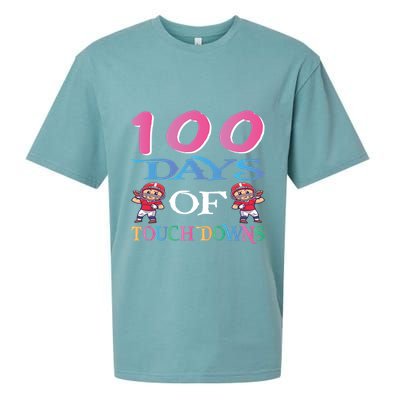 100 Days Of Touch Downs Funny Back To School Sueded Cloud Jersey T-Shirt
