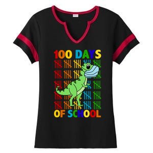 100 Days Of School Trex Quarantine Ladies Halftime Notch Neck Tee