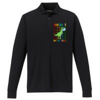 100 Days Of School Trex Quarantine Performance Long Sleeve Polo