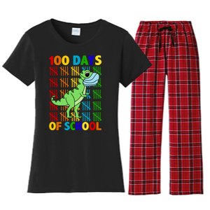 100 Days Of School Trex Quarantine Women's Flannel Pajama Set