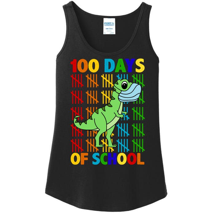 100 Days Of School Trex Quarantine Ladies Essential Tank