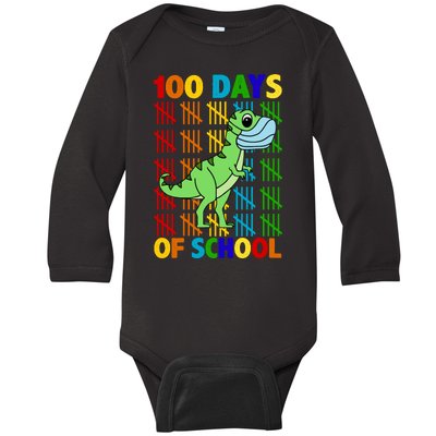 100 Days Of School Trex Quarantine Baby Long Sleeve Bodysuit