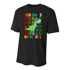 100 Days Of School Trex Quarantine Youth Performance Sprint T-Shirt