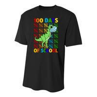 100 Days Of School Trex Quarantine Youth Performance Sprint T-Shirt