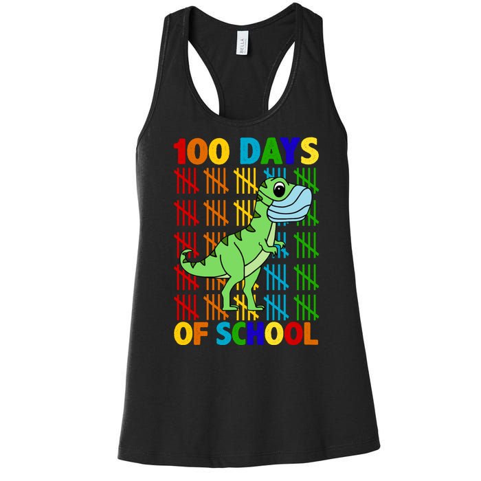 100 Days Of School Trex Quarantine Women's Racerback Tank