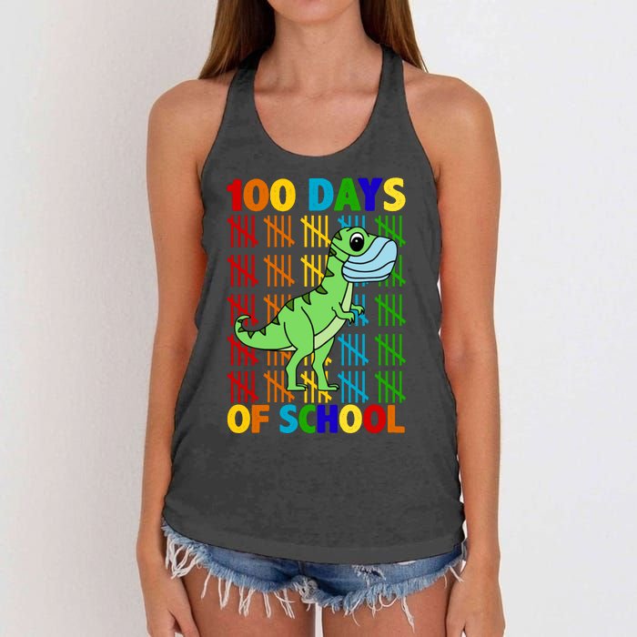 100 Days Of School Trex Quarantine Women's Knotted Racerback Tank