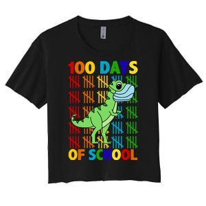 100 Days Of School Trex Quarantine Women's Crop Top Tee