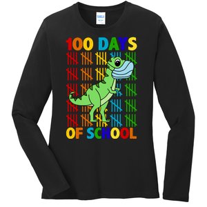 100 Days Of School Trex Quarantine Ladies Long Sleeve Shirt