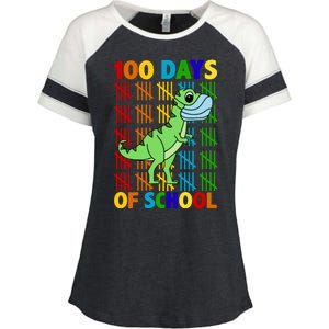 100 Days Of School Trex Quarantine Enza Ladies Jersey Colorblock Tee