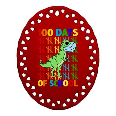 100 Days Of School Trex Quarantine Ceramic Oval Ornament