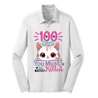 100 Days Of School You Must Be Kitten Cat 100 Days Of School Silk Touch Performance Long Sleeve Polo