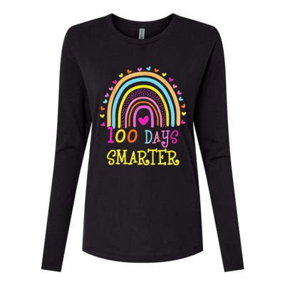 100th Day Of School Teacher 100 Days Smarter Rainbow Gift Womens Cotton Relaxed Long Sleeve T-Shirt