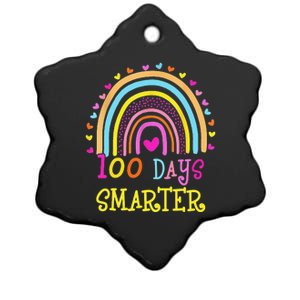 100th Day Of School Teacher 100 Days Smarter Rainbow Gift Ceramic Star Ornament