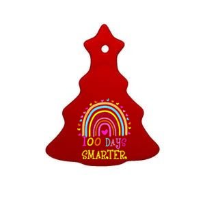 100th Day Of School Teacher 100 Days Smarter Rainbow Gift Ceramic Tree Ornament