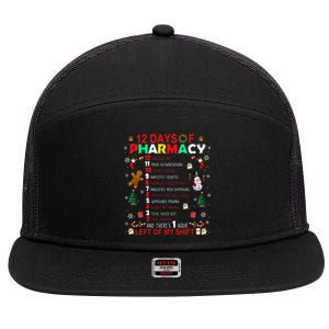 12 Days Of Pharmacy Funny Christmas Pharmacist Tech Xmas 7 Panel Mesh Trucker Snapback Hat