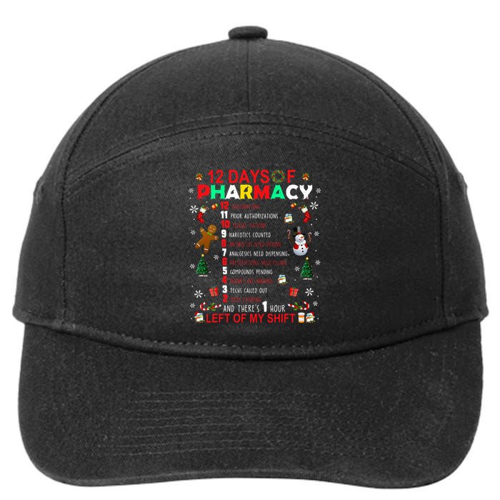 12 Days Of Pharmacy Funny Christmas Pharmacist Tech Xmas 7-Panel Snapback Hat