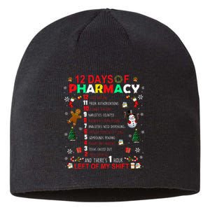 12 Days Of Pharmacy Funny Christmas Pharmacist Tech Xmas Sustainable Beanie