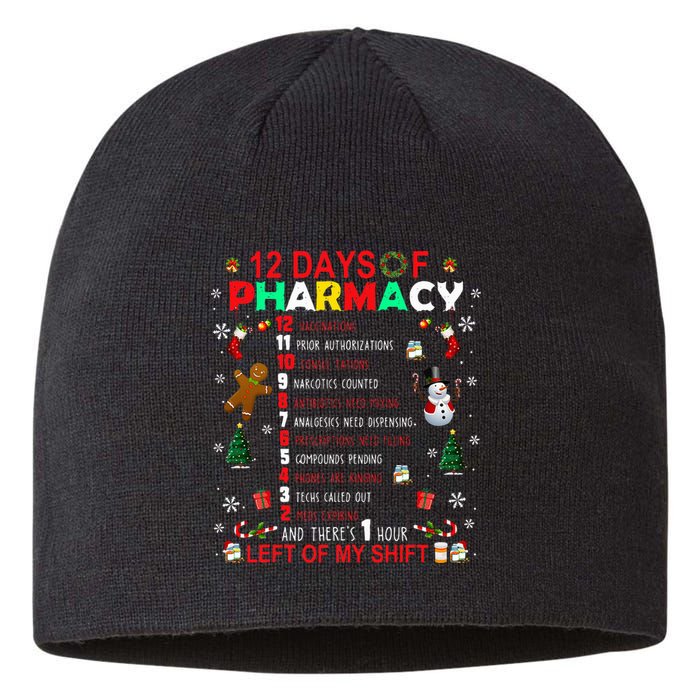 12 Days Of Pharmacy Funny Christmas Pharmacist Tech Xmas Sustainable Beanie