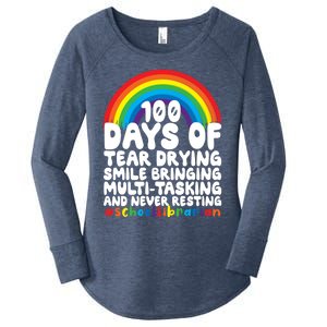 100 Days Of School Smile Bringing School Librarian Great Gift Women's Perfect Tri Tunic Long Sleeve Shirt