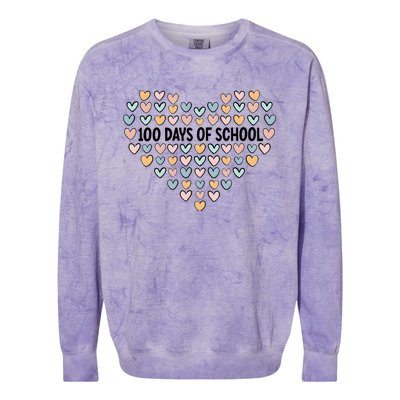 100 Days Of School Heart Celebrate 100th Day Colorblast Crewneck Sweatshirt