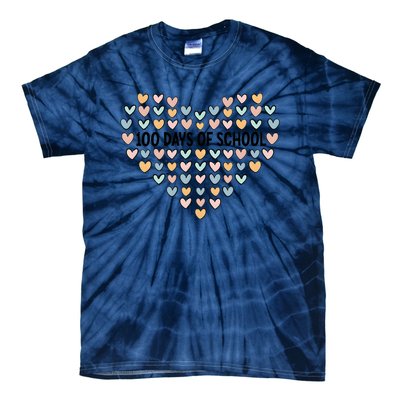 100 Days Of School Heart Celebrate 100th Day Tie-Dye T-Shirt