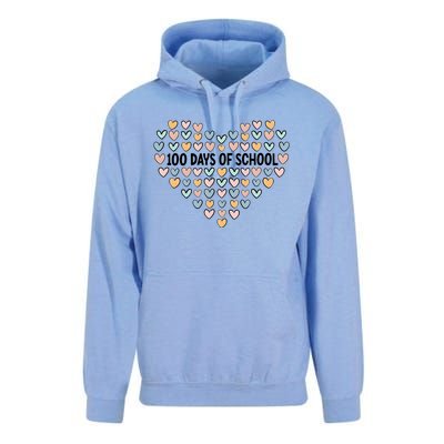 100 Days Of School Heart Celebrate 100th Day Unisex Surf Hoodie