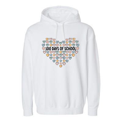 100 Days Of School Heart Celebrate 100th Day Garment-Dyed Fleece Hoodie