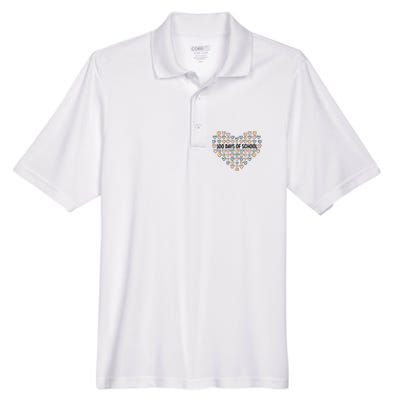 100 Days Of School Heart Celebrate 100th Day Men's Origin Performance Pique Polo