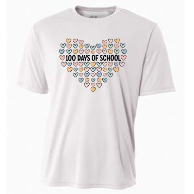 100 Days Of School Heart Celebrate 100th Day Cooling Performance Crew T-Shirt