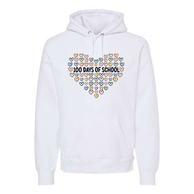 100 Days Of School Heart Celebrate 100th Day Premium Hoodie