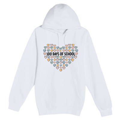 100 Days Of School Heart Celebrate 100th Day Premium Pullover Hoodie