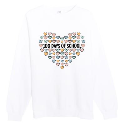 100 Days Of School Heart Celebrate 100th Day Premium Crewneck Sweatshirt