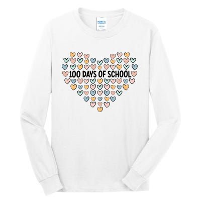 100 Days Of School Heart Celebrate 100th Day Tall Long Sleeve T-Shirt