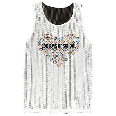 100 Days Of School Heart Celebrate 100th Day Mesh Reversible Basketball Jersey Tank