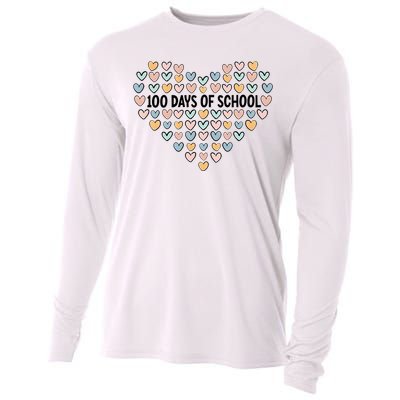 100 Days Of School Heart Celebrate 100th Day Cooling Performance Long Sleeve Crew