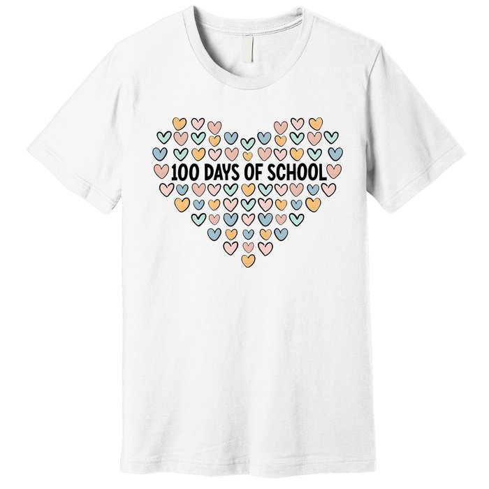 100 Days Of School Heart Celebrate 100th Day Premium T-Shirt