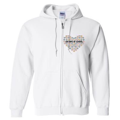 100 Days Of School Heart Celebrate 100th Day Full Zip Hoodie