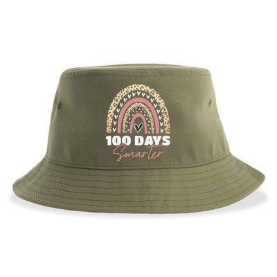 100th Day Of School Teacher 100 Days Smarter Rainbow Love Sustainable Bucket Hat