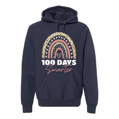 100th Day Of School Teacher 100 Days Smarter Rainbow Love Premium Hoodie