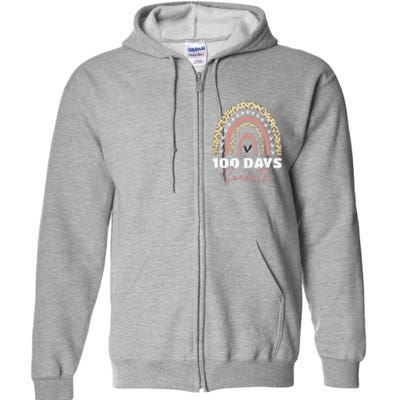 100th Day Of School Teacher 100 Days Smarter Rainbow Love Full Zip Hoodie